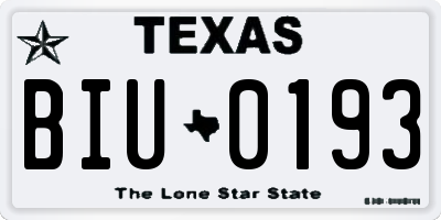 TX license plate BIU0193