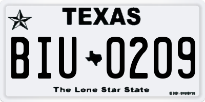 TX license plate BIU0209