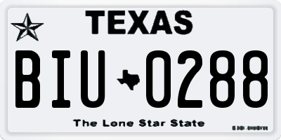 TX license plate BIU0288