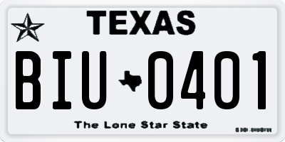 TX license plate BIU0401