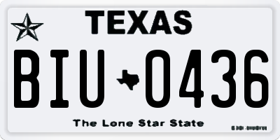 TX license plate BIU0436