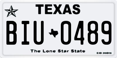 TX license plate BIU0489