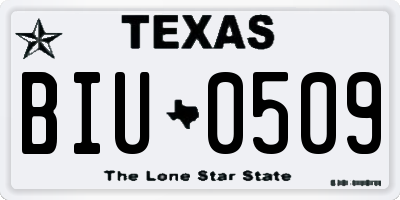 TX license plate BIU0509