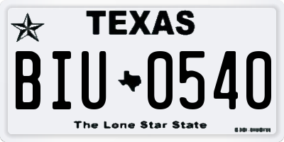 TX license plate BIU0540