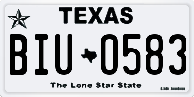 TX license plate BIU0583