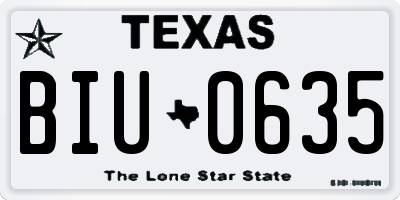 TX license plate BIU0635