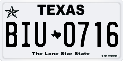 TX license plate BIU0716