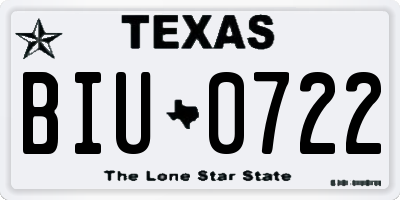 TX license plate BIU0722