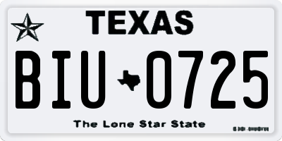 TX license plate BIU0725