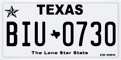 TX license plate BIU0730