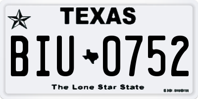 TX license plate BIU0752