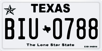 TX license plate BIU0788