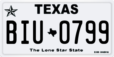 TX license plate BIU0799