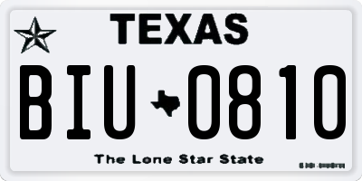 TX license plate BIU0810