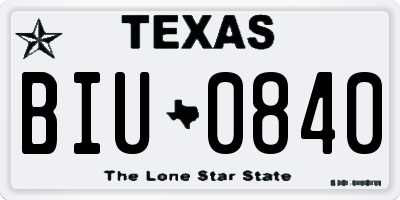 TX license plate BIU0840