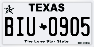 TX license plate BIU0905
