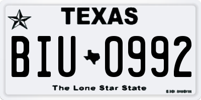 TX license plate BIU0992