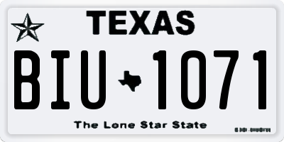 TX license plate BIU1071