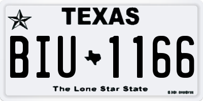 TX license plate BIU1166