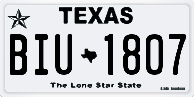 TX license plate BIU1807