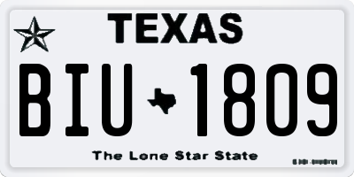 TX license plate BIU1809