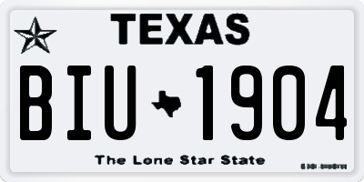 TX license plate BIU1904