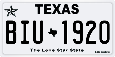 TX license plate BIU1920