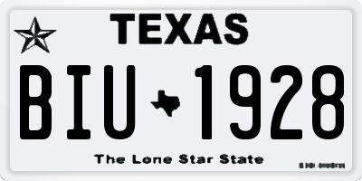 TX license plate BIU1928