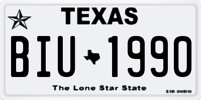 TX license plate BIU1990