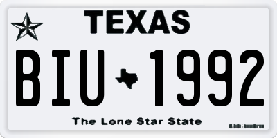 TX license plate BIU1992
