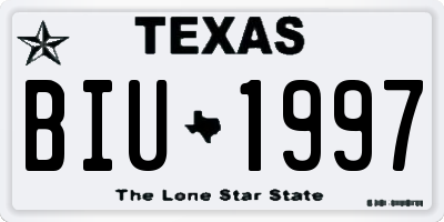 TX license plate BIU1997