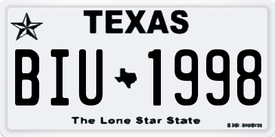 TX license plate BIU1998