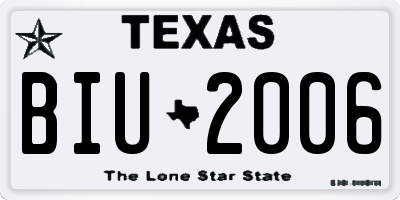 TX license plate BIU2006