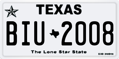 TX license plate BIU2008