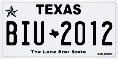TX license plate BIU2012