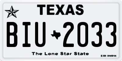TX license plate BIU2033