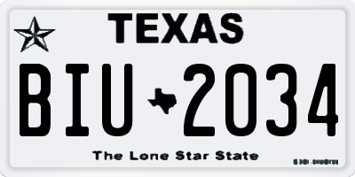 TX license plate BIU2034