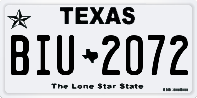 TX license plate BIU2072