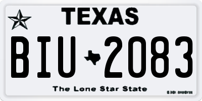 TX license plate BIU2083