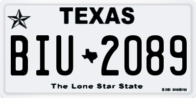 TX license plate BIU2089