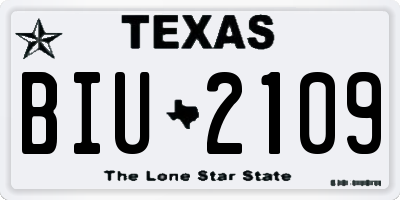 TX license plate BIU2109