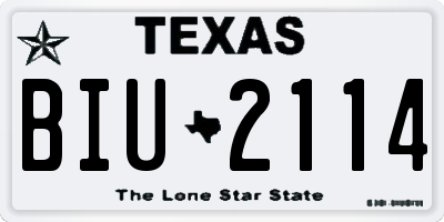 TX license plate BIU2114