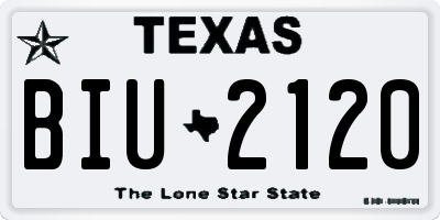 TX license plate BIU2120