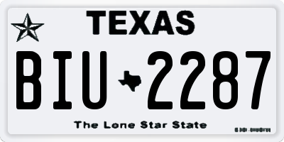 TX license plate BIU2287