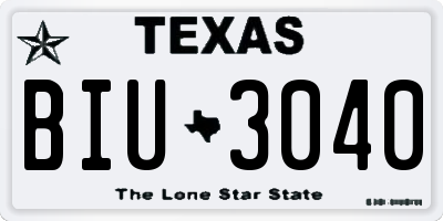 TX license plate BIU3040