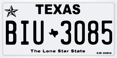 TX license plate BIU3085