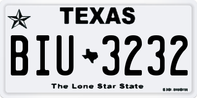 TX license plate BIU3232