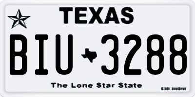 TX license plate BIU3288
