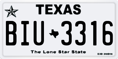 TX license plate BIU3316