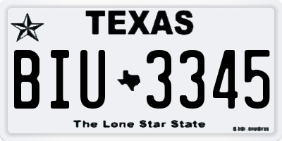 TX license plate BIU3345